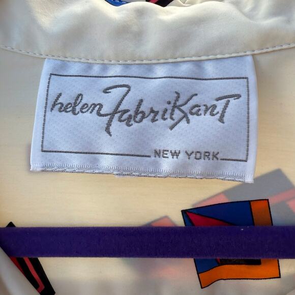 Vintage 80s geometric long sleeve blouse size large - Picture 6 of 7